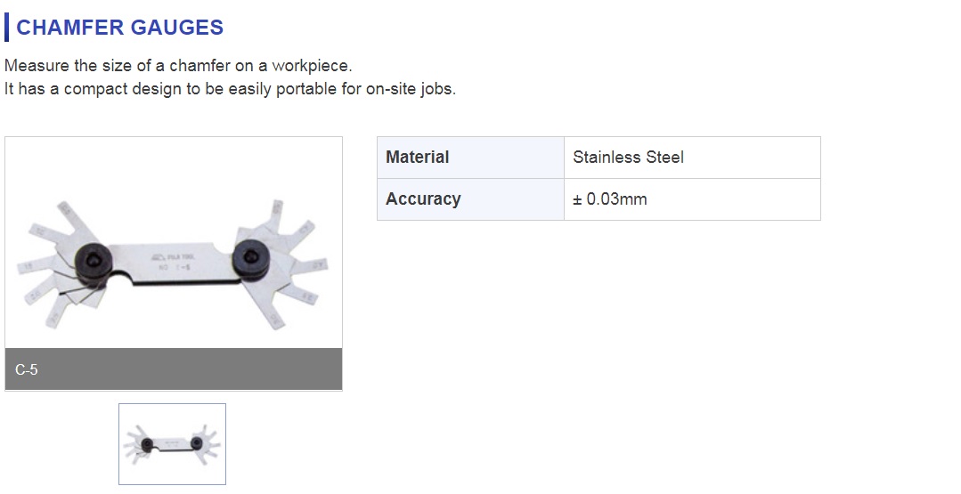 Ichiban Precision Sdn Bhd Fuji Tool FUJI TOOL CHAMFER MEASURING GAUGES